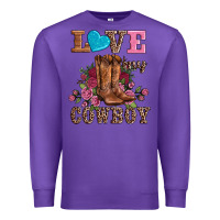 Purple valentines day love my cowboy Premium Sweatshirt - AdoDesignShop