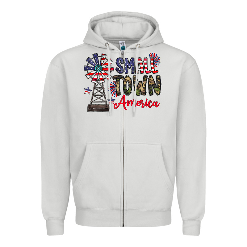 Small Town America Zipper Hoodie by CowhideDigitalArt | Teevron