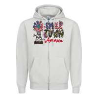 Dove Grey small town america Zipper Hoodie - CowhideDigitalArt