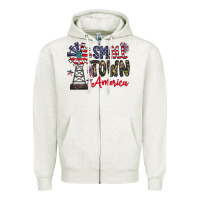 Oatmeal Heather small town america Zipper Hoodie - CowhideDigitalArt