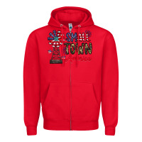 Red small town america Zipper Hoodie - CowhideDigitalArt