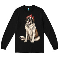 Black st bernard with bandanna Long Sleeve Tee - texasbilliewilder