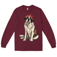 Burgundy st bernard with bandanna Long Sleeve Tee - texasbilliewilder