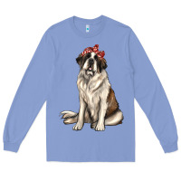 Colony Blue st bernard with bandanna Long Sleeve Tee - texasbilliewilder