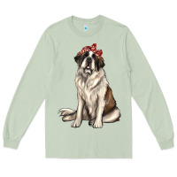 Matcha st bernard with bandanna Long Sleeve Tee - texasbilliewilder