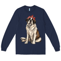 Navy st bernard with bandanna Long Sleeve Tee - texasbilliewilder