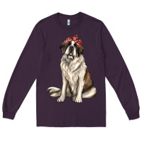 Plum st bernard with bandanna Long Sleeve Tee - texasbilliewilder