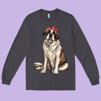 St Bernard With Bandanna Long Sleeve Tee Designed By Texasbilliewilder