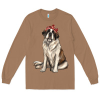 Toasted Coconut st bernard with bandanna Long Sleeve Tee - texasbilliewilder