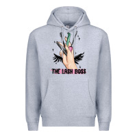 Heather Grey the lash boss Premium Hoodie - MaliasSmallBusiness