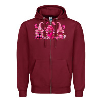 Burgundy breast cancer gnomies Zipper Hoodie - FaDigitalArtStudio