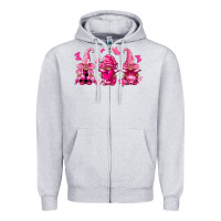 Heather Grey breast cancer gnomies Zipper Hoodie - FaDigitalArtStudio