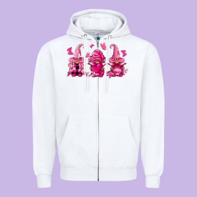 Breast Cancer Gnomies Zipper Hoodie Designed By Fadigitalartstudio