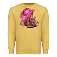 Antique Gold valentines day boots cowgirl hat and roses Premium Sweatshirt - AdoDesignShop