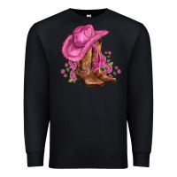 Black valentines day boots cowgirl hat and roses Premium Sweatshirt - AdoDesignShop