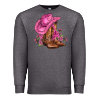 Charcoal Heather valentines day boots cowgirl hat and roses Premium Sweatshirt - AdoDesignShop