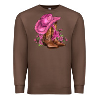 Chestnut valentines day boots cowgirl hat and roses Premium Sweatshirt - AdoDesignShop