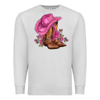 Dove Grey valentines day boots cowgirl hat and roses Premium Sweatshirt - AdoDesignShop