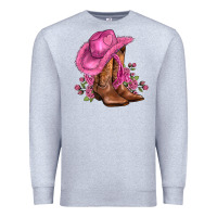 Heather Grey valentines day boots cowgirl hat and roses Premium Sweatshirt - AdoDesignShop