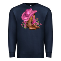 Navy valentines day boots cowgirl hat and roses Premium Sweatshirt - AdoDesignShop