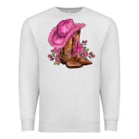 Oatmeal Heather valentines day boots cowgirl hat and roses Premium Sweatshirt - AdoDesignShop
