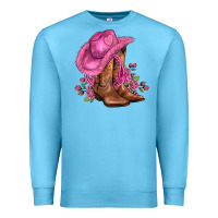 Ocean Blue valentines day boots cowgirl hat and roses Premium Sweatshirt - AdoDesignShop