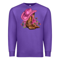 Purple valentines day boots cowgirl hat and roses Premium Sweatshirt - AdoDesignShop