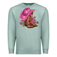 Seafoam valentines day boots cowgirl hat and roses Premium Sweatshirt - AdoDesignShop