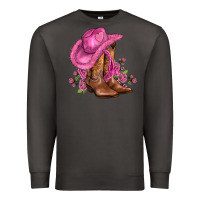 Smoke valentines day boots cowgirl hat and roses Premium Sweatshirt - AdoDesignShop