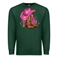 Sports Green valentines day boots cowgirl hat and roses Premium Sweatshirt - AdoDesignShop