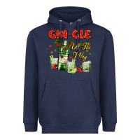 Navy gin`gle all the way with bottle and cocktails Heavyweight Hoodie - AdoDesignShop