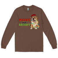 Chestnut merry and bright english bulldog Long Sleeve Tee - RanaPortraitStore