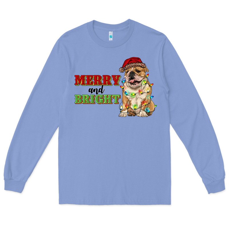Merry And Bright English Bulldog Long Sleeve Tee by RanaPortraitStore | Teevron