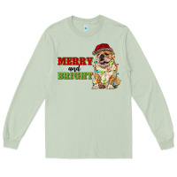 Matcha merry and bright english bulldog Long Sleeve Tee - RanaPortraitStore