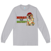 Moon Dust merry and bright english bulldog Long Sleeve Tee - RanaPortraitStore