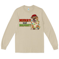 Mushroom merry and bright english bulldog Long Sleeve Tee - RanaPortraitStore