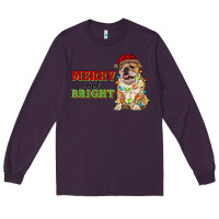 Plum merry and bright english bulldog Long Sleeve Tee - RanaPortraitStore