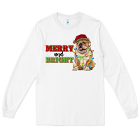 White merry and bright english bulldog Long Sleeve Tee - RanaPortraitStore