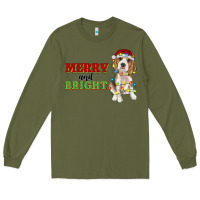 Army Green merry and bright beagle Long Sleeve Tee - RanaPortraitStore