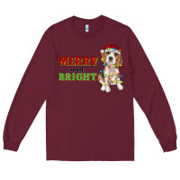 Burgundy merry and bright beagle Long Sleeve Tee - RanaPortraitStore