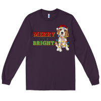 Plum merry and bright beagle Long Sleeve Tee - RanaPortraitStore