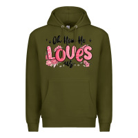 Army Green oh how he loves us Premium Hoodie - MaliasSmallBusiness