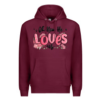 Burgundy oh how he loves us Premium Hoodie - MaliasSmallBusiness