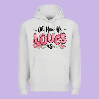 Oh How He Loves Us Premium Hoodie Designed By Maliassmallbusiness
