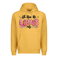 Mustard oh how he loves us Premium Hoodie - MaliasSmallBusiness