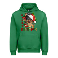 Emerald Merry Christmas skeleton messy bun Urban Hoodie - NancyCooperArtShop