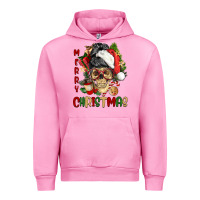 Fuchsia Pink Merry Christmas skeleton messy bun Urban Hoodie - NancyCooperArtShop