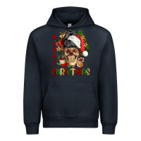 Navy Merry Christmas skeleton messy bun Urban Hoodie - NancyCooperArtShop