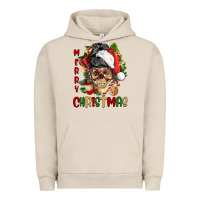 Pigment French Oak Merry Christmas skeleton messy bun Urban Hoodie - NancyCooperArtShop