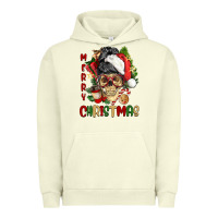Pigment Pistachio Merry Christmas skeleton messy bun Urban Hoodie - NancyCooperArtShop